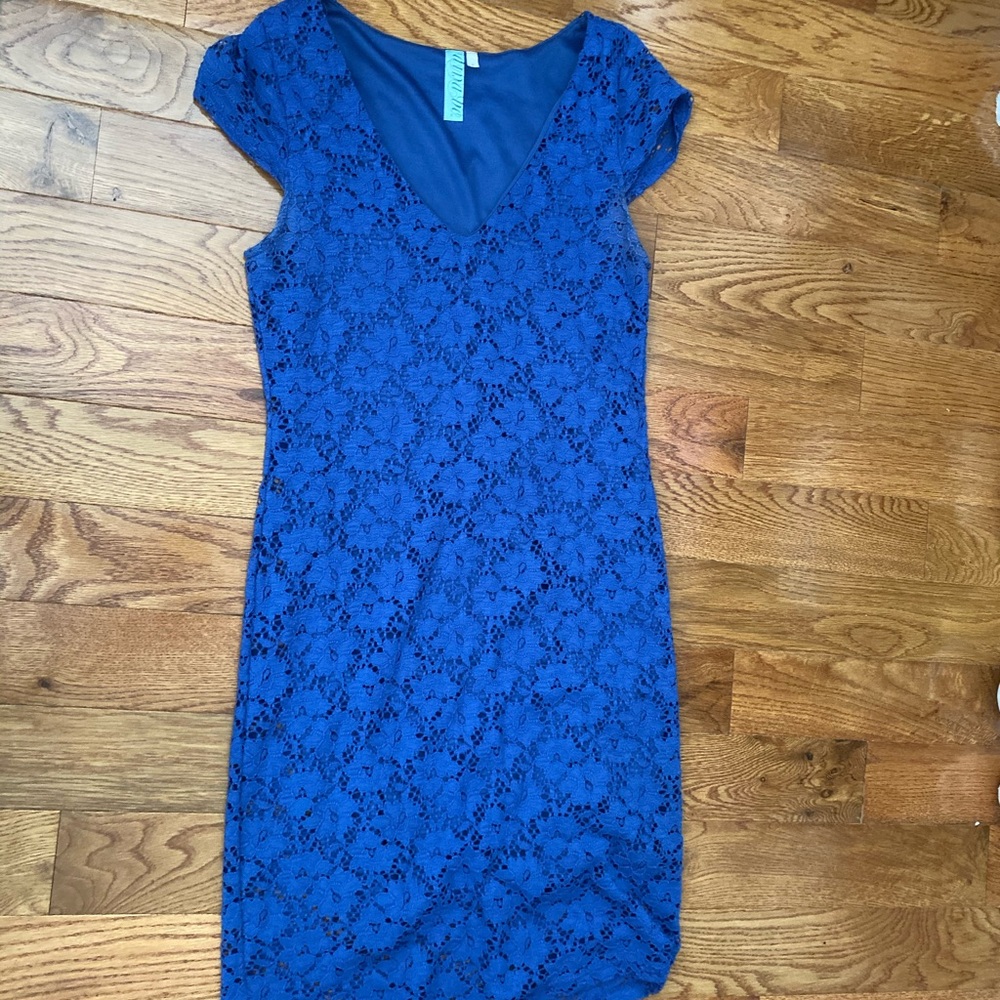 Royal blue v beck lace dress